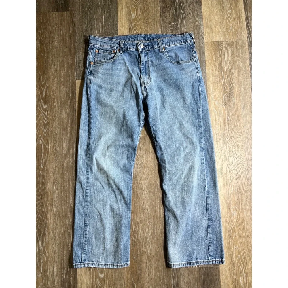 Levi's Straight Leg‎ Jeans Mens 36x30 Light Wash Blue Good Denim Pants